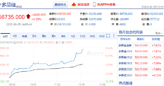 快讯：多晶硅期货主力合约触及涨停 创上市以来新高