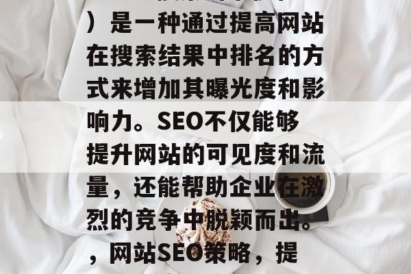SEO（搜索引擎优化）是一种通过提高网站在搜索结果中排名的方式来增加其曝光度和影响力。SEO不仅能够提升网站的可见度和流量，还能帮助企业在激烈的竞争中脱颖而出。，网站SEO策略，提升可见度与流量的关键