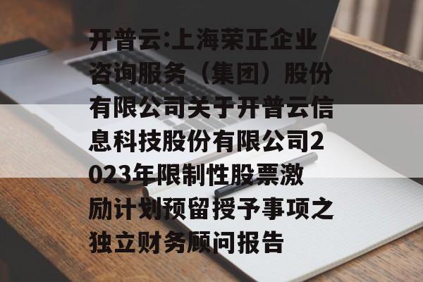 开普云:上海荣正企业咨询服务（集团）股份有限公司关于开普云信息科技股份有限公司2023年限制性股票激励计划预留授予事项之独立财务顾问报告