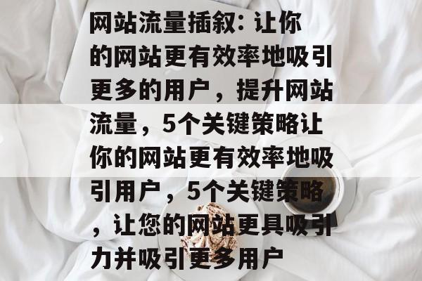网站流量插叙: 让你的网站更有效率地吸引更多的用户，提升网站流量，5个关键策略让你的网站更有效率地吸引用户，5个关键策略，让您的网站更具吸引力并吸引更多用户