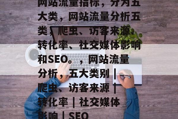 网站流量指标,分为五大类,网站流量分析五类,爬虫、访客来源、转化率、社交媒体影响和SEO。,网站流量分析,五大类别 | 爬虫、访客来源 | 转化率 | 社交媒体影响 | SEO 网站流量指标,分为五大类,网站流量分析五类,爬虫、访客来源、转化率、社交媒体影响和SEO。,网站流量分析,五大类别 | 爬虫、访客来源 | 转化率 | 社交媒体影响 | SEO