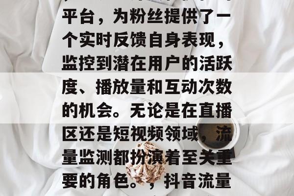 抖音流量监测网站官网，为流量计赞和优化的平台，为粉丝提供了一个实时反馈自身表现，监控到潜在用户的活跃度、播放量和互动次数的机会。无论是在直播区还是短视频领域，流量监测都扮演着至关重要的角色。，抖音流量监测网站，实时监控与优化平台
