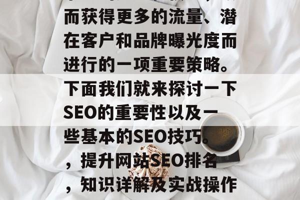 SEO排名优化是企业为了提升网站在搜索引擎中的排名和权重，从而获得更多的流量、潜在客户和品牌曝光度而进行的一项重要策略。下面我们就来探讨一下SEO的重要性以及一些基本的SEO技巧。，提升网站SEO排名，知识详解及实战操作，SEO是什么? SEO的重要性及技巧详解