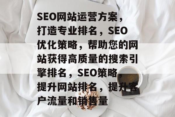SEO网站运营方案，打造专业排名，SEO优化策略，帮助您的网站获得高质量的搜索引擎排名，SEO策略，提升网站排名，提升客户流量和销售量