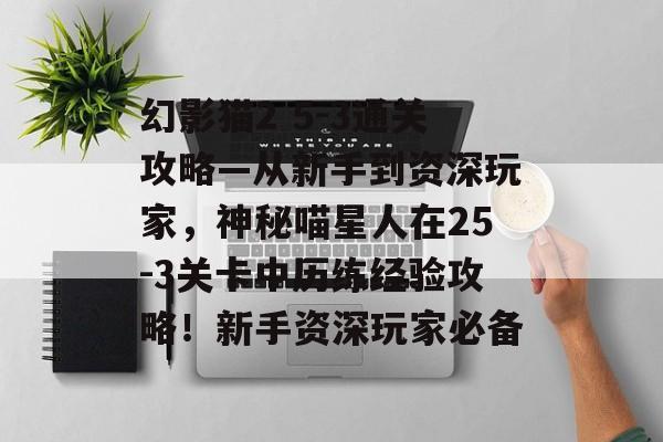 幻影猫2 5-3通关攻略—从新手到资深玩家,神秘喵星人在25-3关卡中历练经验攻略!新手资深玩家必备 幻影猫2 5-3通关攻略—从新手到资深玩家,神秘喵星人在25-3关卡中历练经验攻略!新手资深玩家必备