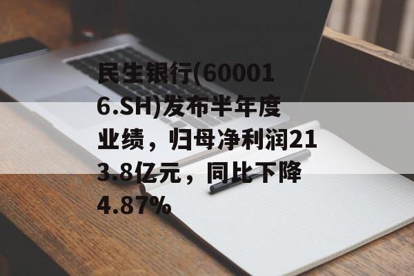 民生银行(600016.SH)发布半年度业绩,归母净利润213.8亿元,同比下降4.87% 民生银行(600016.SH)发布半年度业绩,归母净利润213.8亿元,同比下降4.87%