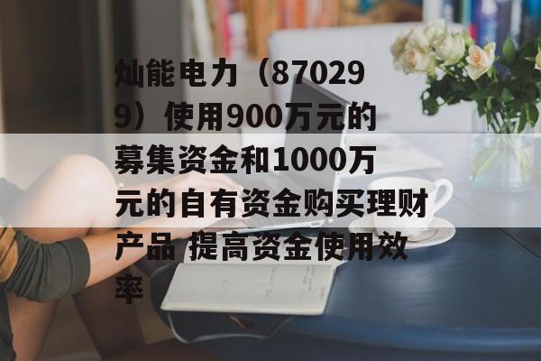 灿能电力(870299)使用900万元的募集资金和1000万元的自有资金购买理财产品 提高资金使用效率 灿能电力(870299)使用900万元的募集资金和1000万元的自有资金购买理财产品 提高资金使用效率